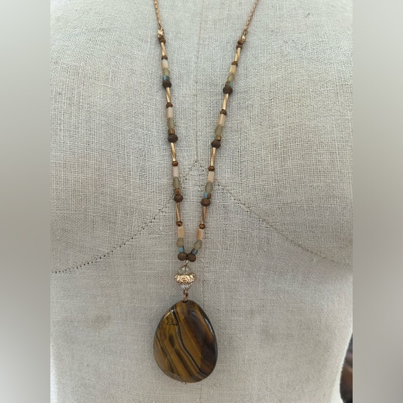 Tiger’s Eye Adjustable Long Necklace - Picture 2 of 2